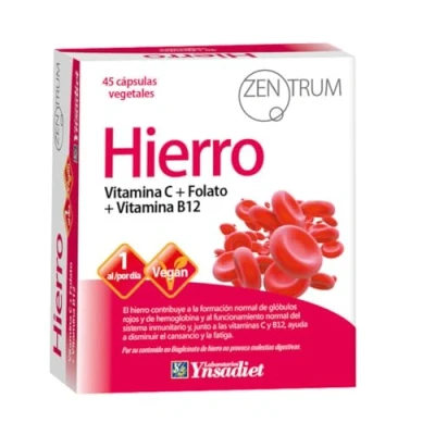 Imagen de Hierro + Vitamina C Àcido Fòlico B!2 45 Caps ZENTRUM YNSADIET