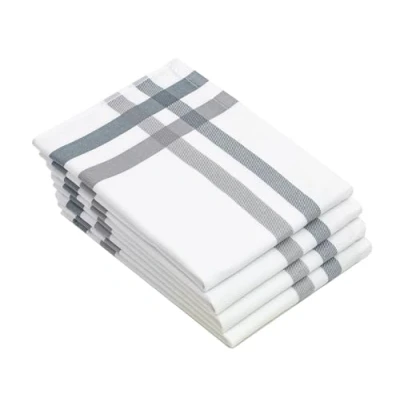 Imagen de ZOLLNER 4 paños de cocina algodón, 50x70 cm, blanco y gris