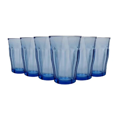 Imagen de Duralex Made in France Picardie Juego de 6 vasos vidrio, 12 1/8 onzas, azul marino
