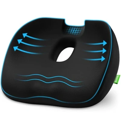 Imagen de AUVON Cojin Silla Oficina, Coxis Ortopedico ergonómico con diseño en Forma de U y Orificio Central, Cojín para Hemorroides, Coche, Juego, Ruedas, Alivio Presión Fatiga, Sciatica