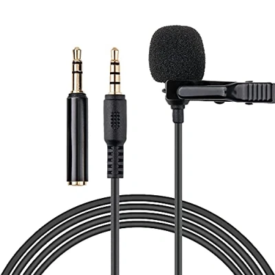 Imagen de micrófono Lavalier de 3,5 mm, Solapa Condensador omnidireccional Grado Profesional, con Clip para Smartphone, PC, Ordenador y cámara