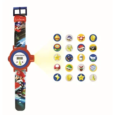 Imagen de Lexibook Nintendo Mario Kart Reloj correa ajustable pantalla digital con 20 proyecciones para Niños, Rojo y Azul, DMW050NI