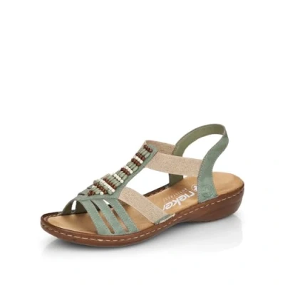Imagen de Rieker Mujer Sandalias 60851, señora Sandalias,Zapatos de Verano,Sandalias Verano,cómodas,Planas,Verde (grün / 52),38 EU 5 UK
