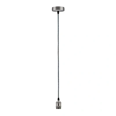 Imagen de Paulmann 50322 Lámpara colgante vintage, casquillo E27 y cable de tela, luminaria techo Retro gris/níquel, con casquillo, cepillado, sin fuente luz, portalámparas