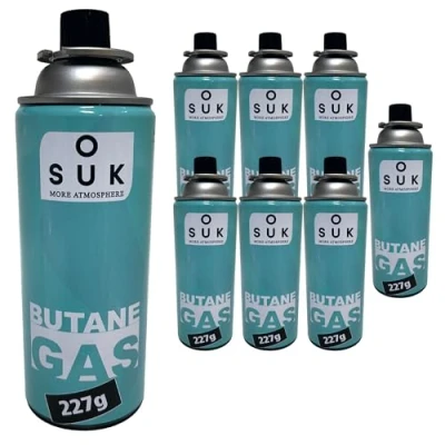Imagen de SOUK ONE cartucho de gas premium 227 g, tipo MSF 1a, válvula bayoneta, estufa camping, calentador gas, butano para camping (16 x g)