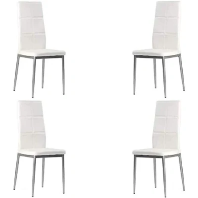 Imagen de MOMMA HOME Set de 4 Sillas Modelo Lara Color Blanco/Gris Material Ecopiel/Metal Medidas 42 x 47 97,5 cm