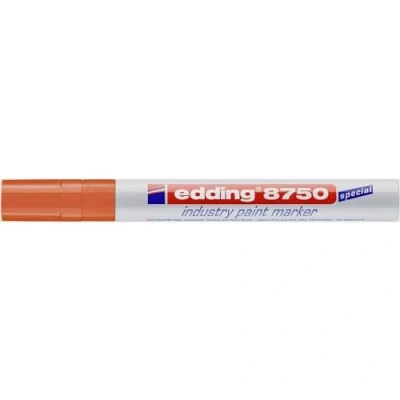 Imagen de edding 8750 marcador de tinta opaca industrial naranja 10 bolígrafos punta redonda 2 4mm rotulador superficies polvorientas, grasientas, neumáticos, metal vidrio madera permanente impermeable
