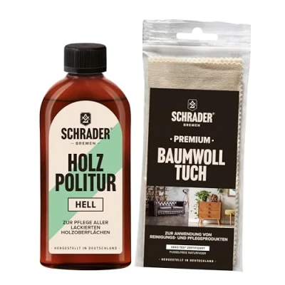 Imagen de SCHRADER Abrillantador para muebles de madera (250 ml, con paño pulido, fabricado en Alemania)