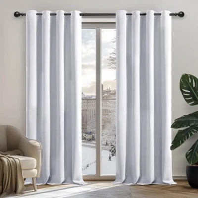 Imagen de Deconovo Cortinas Opacas térmicas y para Sala de Estar, Dormitorio, diseño Moderno, con Ojales, 107 x 214 cm (Ancho Alto), Color Gris Perla, 2 Unidades