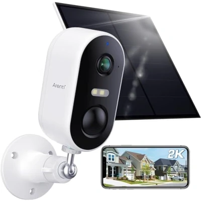 Imagen de ARENTI Cámara de Vigilancia Inalámbrica Exteriores con Panel Solar 5W para Batería, 2.4Ghz WiFi 1080P IP Seguridad Impermeable IP65, Visión Nocturna, Audio 2 Vías, Compatible Alexa