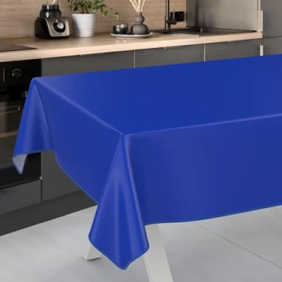 Imagen de ANRO Mantel de Hule Lavable, para jardín, Exterior e Interior, 100 x 140 cm, con Dobladillo, Color Azul