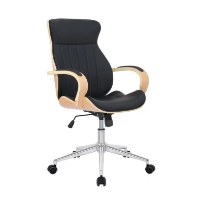 Imagen de CLP Silla De Oficina Melilla Ergonómica En Símil Cuero &amp; Base con Ruedas I Escritorio Regulable Altura, Color:Natural/Negro