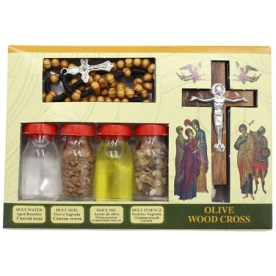 Imagen de Jerusalén Bendición Kit Botellas y Cruz de Tierra Santa