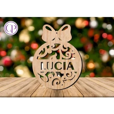 Imagen de C&amp;P Bola de Navidad Personalizada, Madera 3mm, diametro la 9 cm (6)
