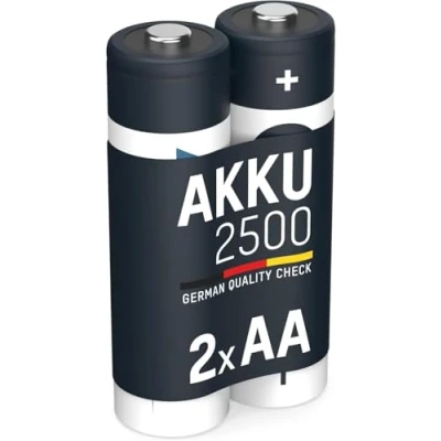 Imagen de Ansmann 5035432 Pack de 2 pilas recargables (2500mAh, Mignon AA), gris