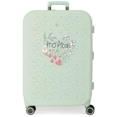 Imagen de Enso Tropical Love Maleta Mediana Verde 48x70x28 cms Rígida ABS Cierre TSA Integrado 79L 4,32 kgs 4 Ruedas Dobles