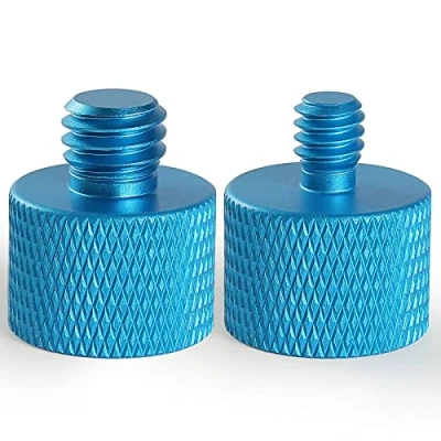 Imagen de Frgyee Adaptador de Tornillo Micrófono Rosca 5/8 a 1/4 y 3/8 para Soporte Trípode Cámara(Blue)