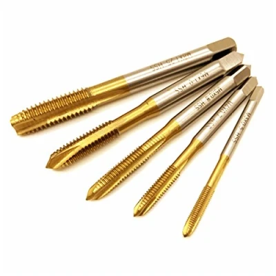 Imagen de Tap &amp; Die Set, 5 Revêtement en titane HSS M3 M4 M5 M6 M8 robinet de la main droite machine spirale point cannelée pas vis Plug et Taraud finisseur