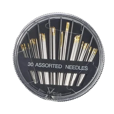 Imagen de 30 Pcs Agujas de Coser a Mano, Juego Hechas Cola Oro, Uso General Usado para Varias Manualidades Reparación y Costura Mano.