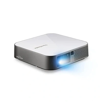 Imagen de Proyector LED portátil ViewSonic M2e Full HD, 1.000 lúmenes, Rec. 709, HDMI, USB, USB C, conectividad WLAN, Bluetooth, Lector de Tarjetas SD, 2 Altavoces 3 vatios Blanco Plateado