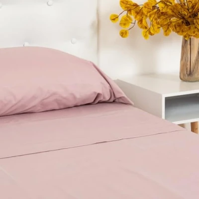 Imagen de TRAMAS+ Juego de sábanas para Cama Matrimonio 160 x 200, 100% algodón, Ropa Cama, y 2 Fundas Almohada, Certificado Standard 100 by Oeko Tex Malva