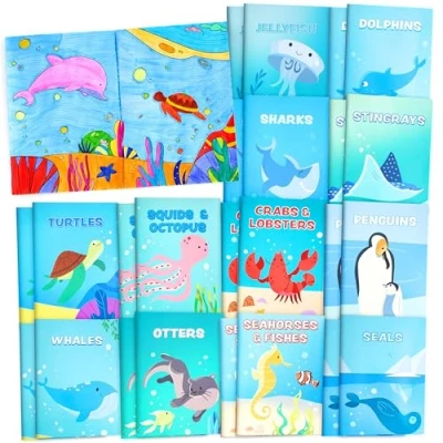 Imagen de JOYIN Lote de 24 libros para Colorear Océano Niños, Mini actividades con animales marinos Detalles fiestas, regalos cumpleaños, recompensas escolares
