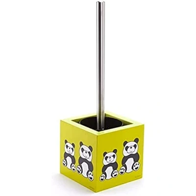 Imagen de MSV Panda Escobilla de baño y Soporte, Acero Inoxidable, Amarillo, 37x11x11 cm