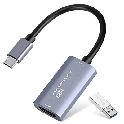 Imagen de Tarjeta de Captura Video, USB 3.0 HDMI a C, Audio, 4K 1080P 60FPS con Dispositivos adaptadores Tipo C para Juegos, transmisión en Vivo, grabadora