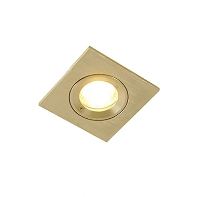 Imagen de QAZQA Foco empotrable moderno dorado IP44 XENA Square Aluminio/Vidrio Cuadrada Adecuado para LED Max. 1 x 50 Watt