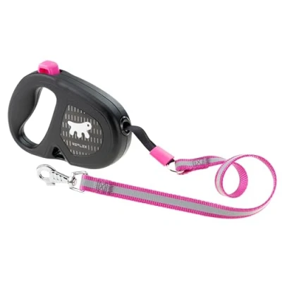 Imagen de Ferplast Correa Extensible Reflectante para Perros Flippy One Reflex, Perro de Tamaño Mediano hasta 25 Kg. Cinta máx 5 m. Botón único Bloqueo y liberación, Morado