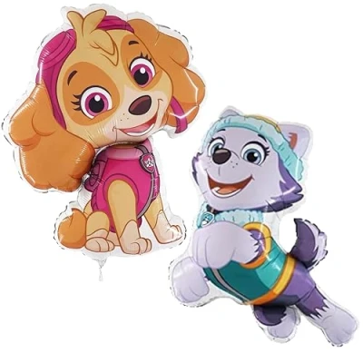 Imagen de Toyland® Paquete de 2 globos aluminio Paw Patrol 1 x 32 pulgadas Skye y 34 Avalancha/Everest con forma personaje