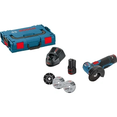 Imagen de Bosch Professional 12V System GWS 76 Amoladora angular a batería (Ø mm, 19500 rpm, 3 discos, 2 baterías x 3,0 Ah, en L BOXX)