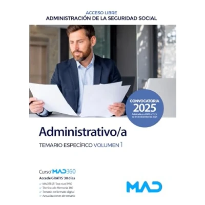 Imagen de Administrativo/a de la Administración Seguridad Social (Acceso Libre). Temario Específico volumen 1