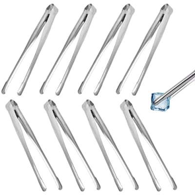 Imagen de pinzas para servir, de cocina, buffet, acero inoxidable, pequeñas servir alimentos, paquete 8 (7 pulgadas)