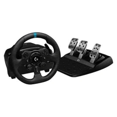 Imagen de Logitech G923 Volante y Pedales de Carrera para PS5, PS4 PC, Uk Inglés Enchufe alimentación, Tipo G, Negro