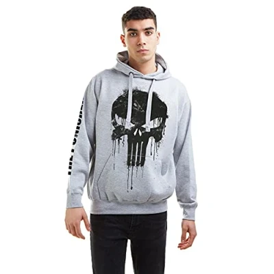 Imagen de Marvel Punisher Skull Sudadera con Capucha, Gris, L para Hombre