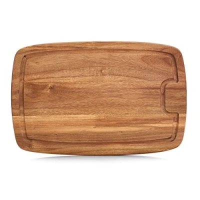 Imagen de Zeller 25556 Tabla de Cortar con surco, Acacia Madera 40 x 26 1.5 cm, Natural