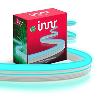 Imagen de innr Smart Outdoor Flex Light Color, 2m LED Strip, funciona con Philips Hue*, Hey Google y Alexa (Bridge necesario), regulable, 2 metros Tira RGBW Exterior, IP67, OFL 120 C