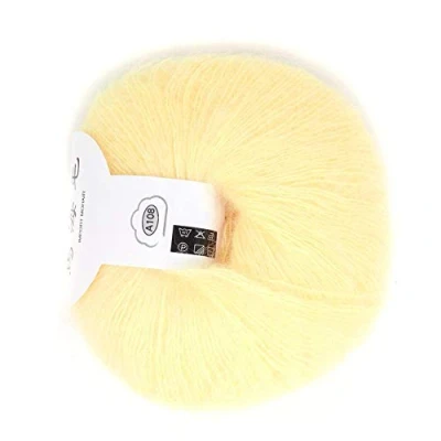 Imagen de Hilo de lana angora suave popular Mohair para tejer bricolaje (con un ganchillo)(light yellow)