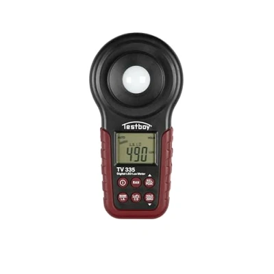 Imagen de Testboy TV 335 medidor de luz LED digital hasta 400.000 Lux (indicación por pantalla digital, incl. luces LED, temperatura color ajustable, cubierta protección del sensor), rojo/negro