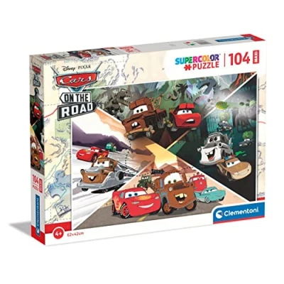 Imagen de Clementoni Puzzle Infantil 104 Piezas Maxi Grandes Cars on The Road Desde 4 años (23774)