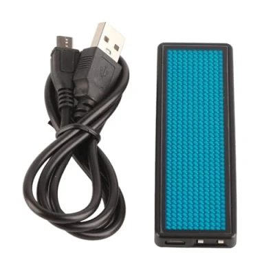 Imagen de Insignia de nombre LED, etiqueta mensaje desplazamiento Logotipo chino 4 caracteres para cuadros grandes Tablero visualización pantalla electrónica 110 240V(Azul)