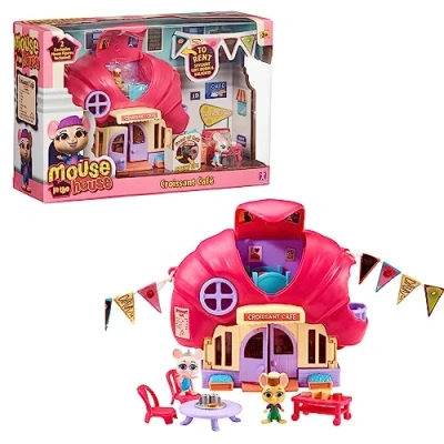 Imagen de MOUSE IN THE HOUSE, Estuche Croissant Café, con 2 Figuras de ratón exclusivas, Accesorios y Pegatinas Que Brillan en la Oscuridad, Juguetes para niños a Partir 3 años, MUN01