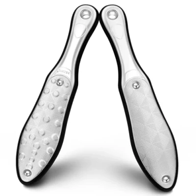 Imagen de BEZOX Lima de Callos （Acero inoxidable completo）Embellecedora Piel Muerta dura y Cuarteada Exfoliante Pies Doble Superficie Abra