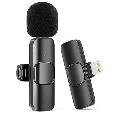 Imagen de Kinizuxi Micrófono de Solapa Inalámbrico Compatible con iPhone,Micrófono Inalámbrico, Cancelación Ruido, Plug and Play para Video Grabación