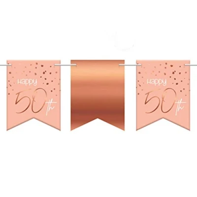 Imagen de Folat 67450 Bunting Garland Elegante Rubor exuberante años 6 m, color rosado, Número 50