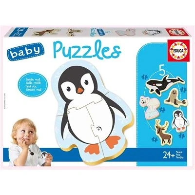 Imagen de Educa Baby Puzzles Animales Polares. Set de 5 Infantiles Progresivos 3 A Piezas. Partir 24 Meses (18588)
