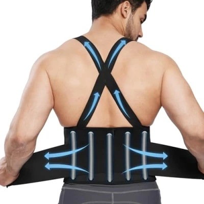 Imagen de AOFIT Faja Lumbar para Espalda, Cinturón de Soporte Deportiva Hombre y Mujer，Ayuda a Aliviar Dolor Lesiones, Apoyo lumbar，Lumbar Support Back Brace with Suspender L