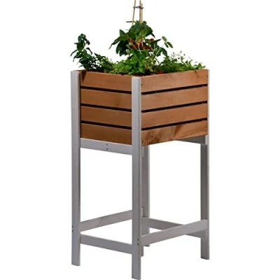 Imagen de dobar 58658FSC balcón Alto de Madera Maciza lecho Hierba Estrecho Lechuga para Cama elevada Que Ahorra Espacio jardín/terraza/balcón 49 x 42 90 cm marrón