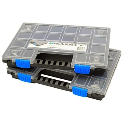 Imagen de 2x XL Caja organizadora con compartimentos de 345x249x50mm I Compartimiento piezas pequeñas tornillos herramientas Cajas surtidoras